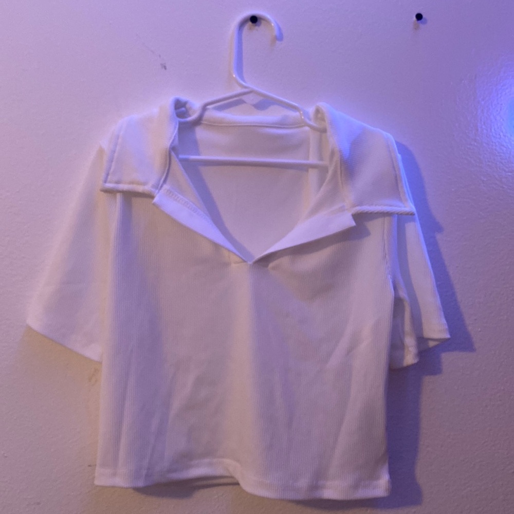 White collard SHEIN cropped shirt